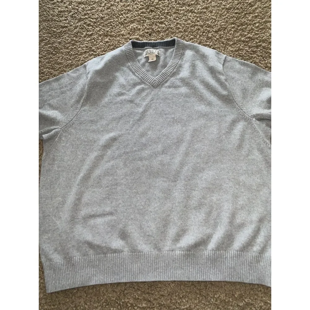 Duluth‎ Trading Sweater Mens Large V-Neck Sweatshirt Heather Gray Crew Neck